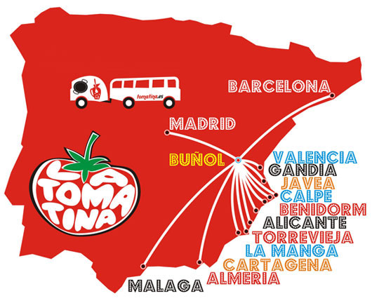 Tomatina Map Spain Festival 